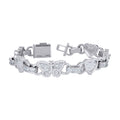 925 Sterling Silver Womens Baguette Round Cubic-Zirconia Hearts & Butterfly Love Bracelet 7.5 Inches