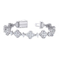 925 Sterling Silver Womens Cubic-Zirconia Clover Good Luck Fashion Link Bracelet 7.5 Inches