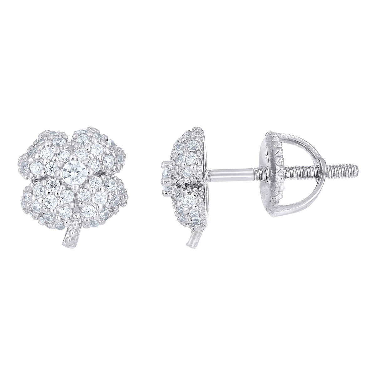 925 Sterling Silver Womens Cubic-Zirconia Flower Fashion Stud Earrings