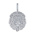 925 Sterling Silver Mens Cubic-Zirconia Leo/Lion Head Zodiac Sign/Wildlife Charm Pendant