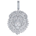 925 Sterling Silver Mens Cubic-Zirconia Leo/Lion Head Zodiac Sign/Wildlife Charm Pendant