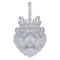 925 Sterling Silver Mens Round Marquise Cubic-Zirconia Leo/Lion Head Zodiac Sign/Wildlife Pendant