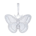 925 Sterling Silver Womens Round Baguette Cubic-Zirconia Butterfly Fashion Charm Pendant
