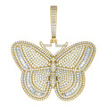 925 Sterling Silver Yellow-tone Womens Round Baguette Cubic-Zirconia Butterfly Fashion Pendant