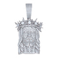 925 Sterling Silver Mens Cubic-Zirconia Jesus Religious Charm Pendant