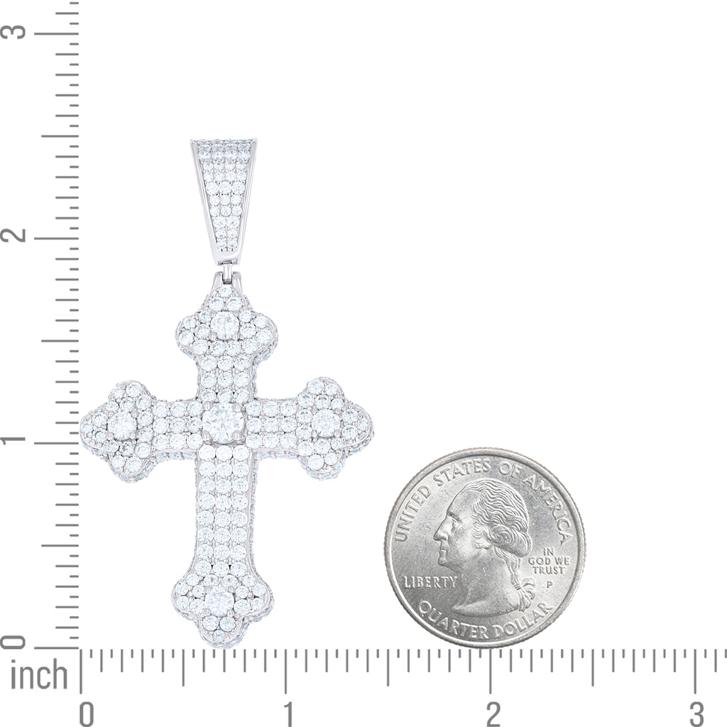 925 Sterling Silver Mens Cubic-Zirconia Cross Religious Charm Pendant