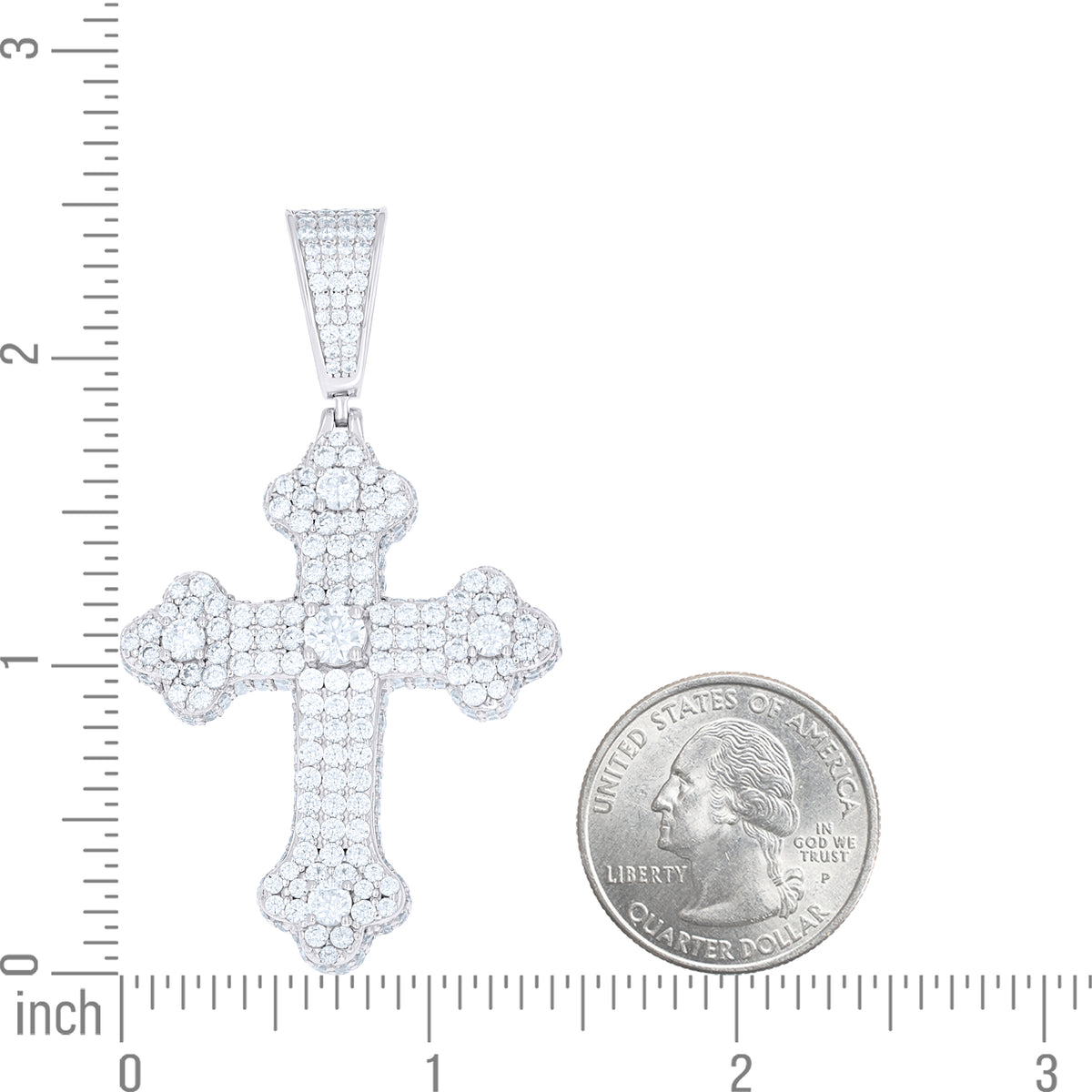 925 Sterling Silver Mens Cubic-Zirconia Cross Religious Charm Pendant