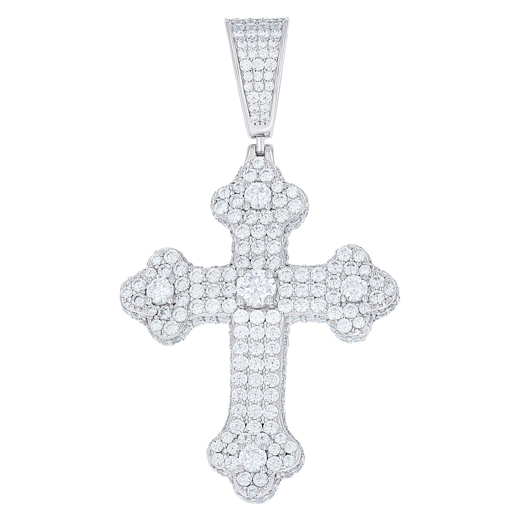 925 Sterling Silver Mens Cubic-Zirconia Cross Religious Charm Pendant