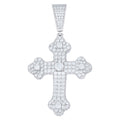 925 Sterling Silver Mens Cubic-Zirconia Cross Religious Charm Pendant