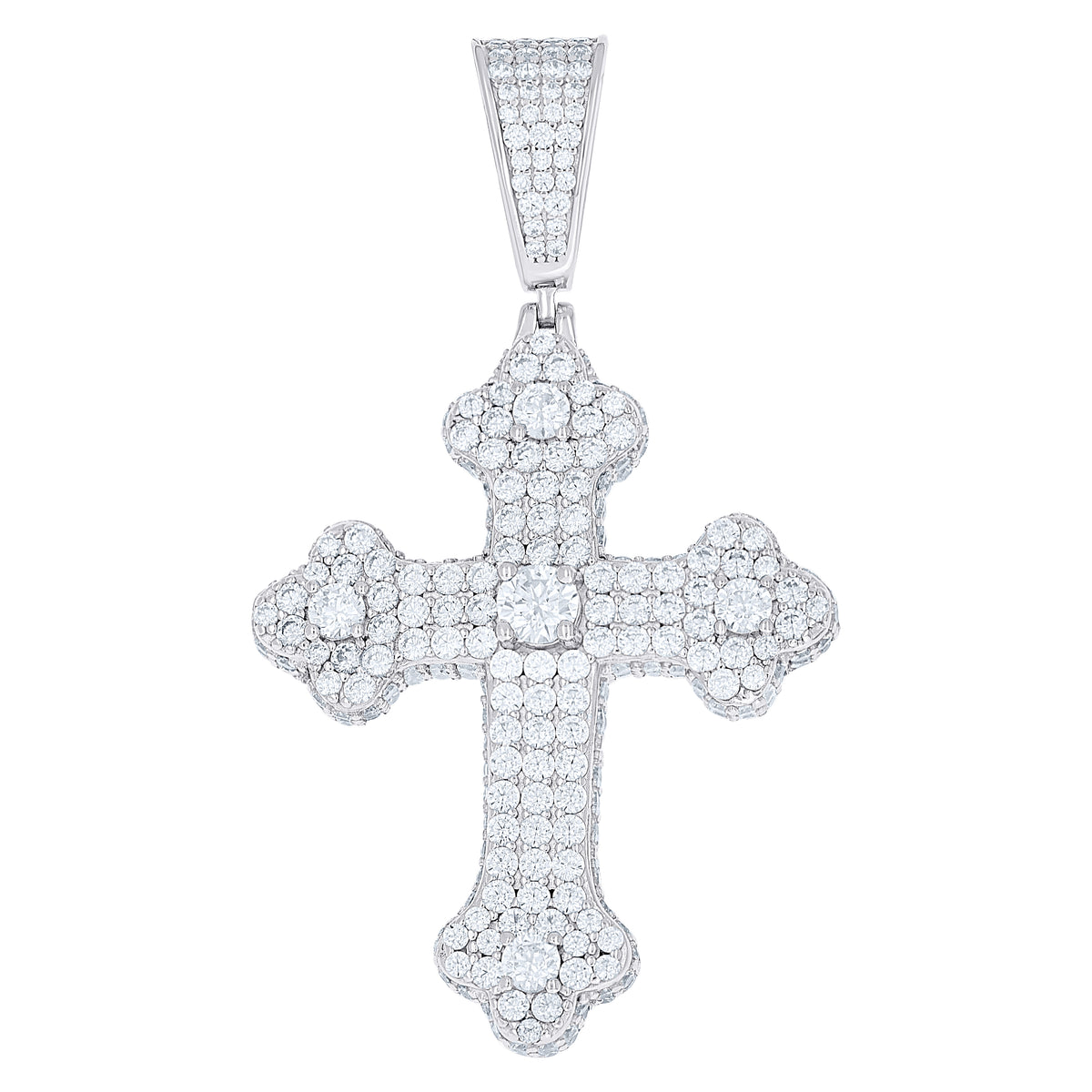 925 Sterling Silver Mens Cubic-Zirconia Cross Religious Charm Pendant