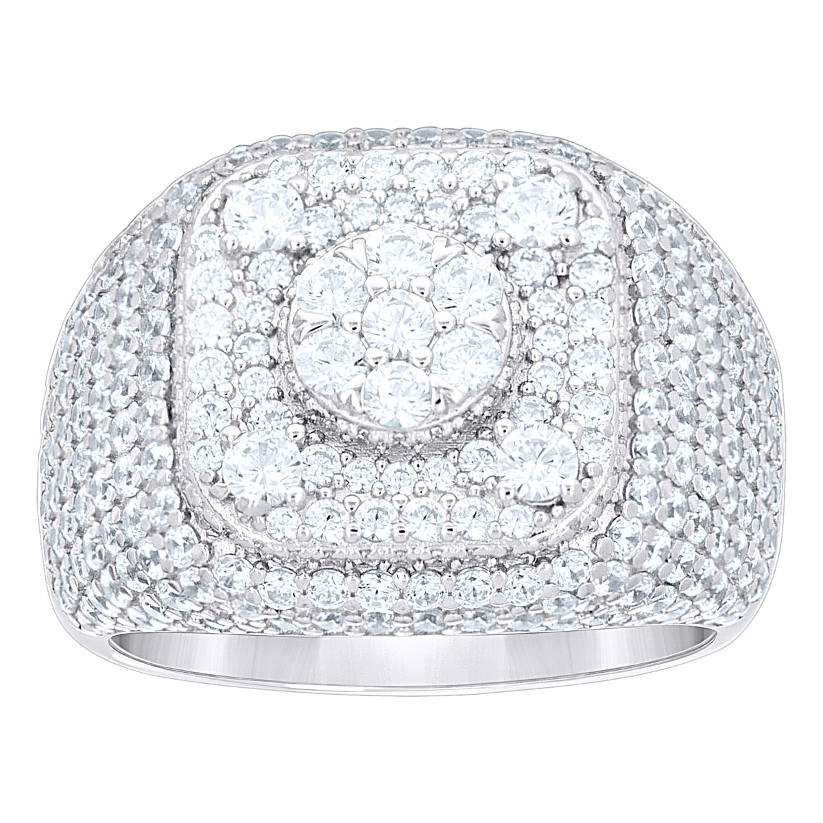 925 Sterling Silver Mens Cubic-Zirconia Square Head Fashion Ring Size 9