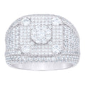 925 Sterling Silver Mens Cubic-Zirconia Square Head Fashion Ring