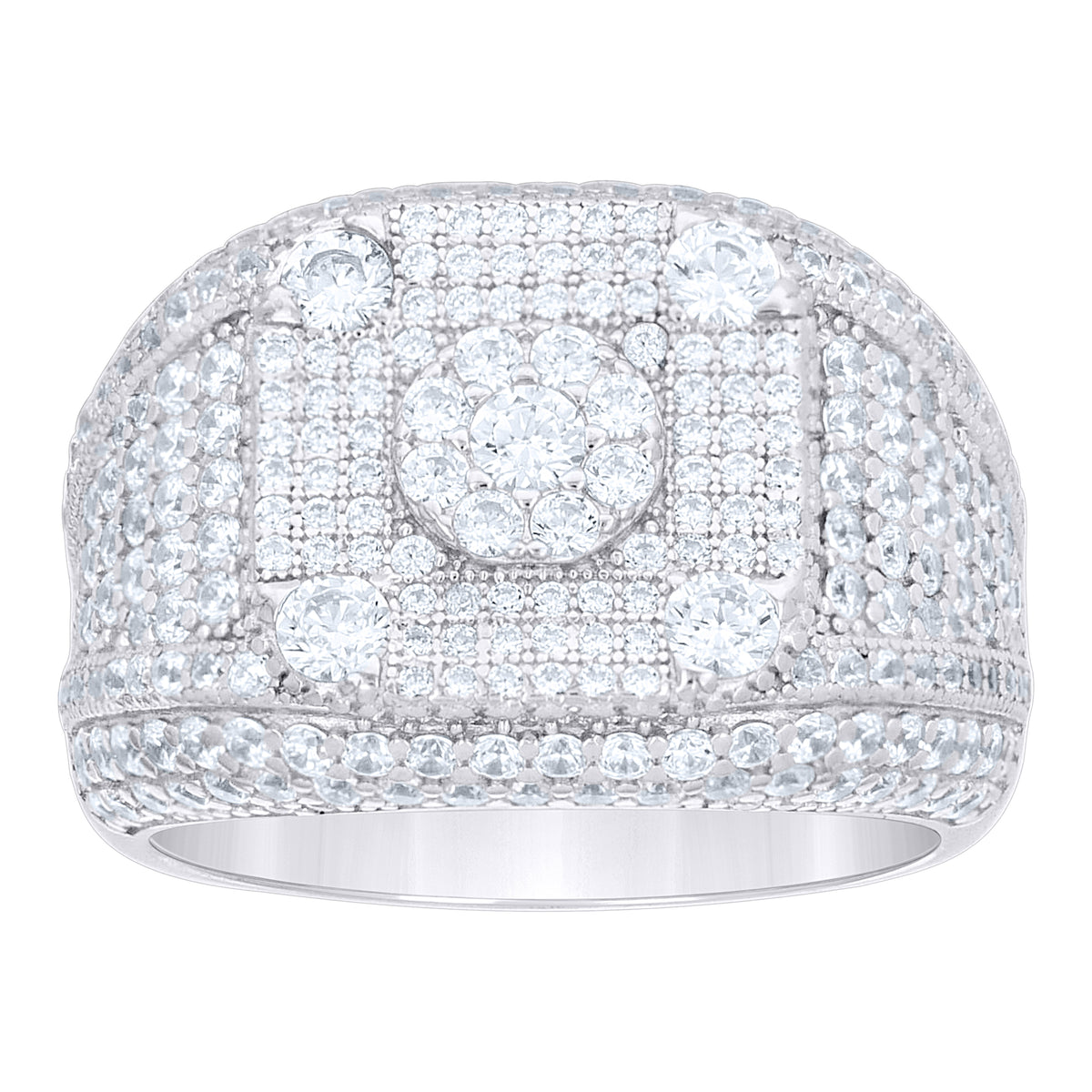 925 Sterling Silver Mens Cubic-Zirconia Square Head Fashion Ring