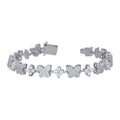 925 Sterling Silver Womens Cubic-Zirconia Butterfly Fashion Link Bracelet 7.25 Inches