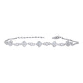 925 Sterling Silver Womens Cubic-Zirconia Clover Good Luck Fashion Link Bracelet 8 Inches