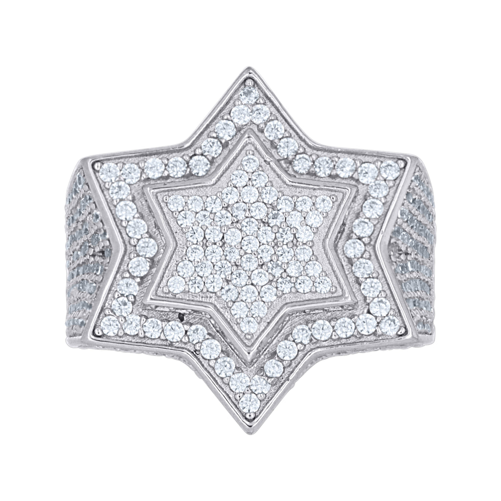 925 Sterling Silver Mens Cubic-Zirconia Star Fashion Ring Size 11