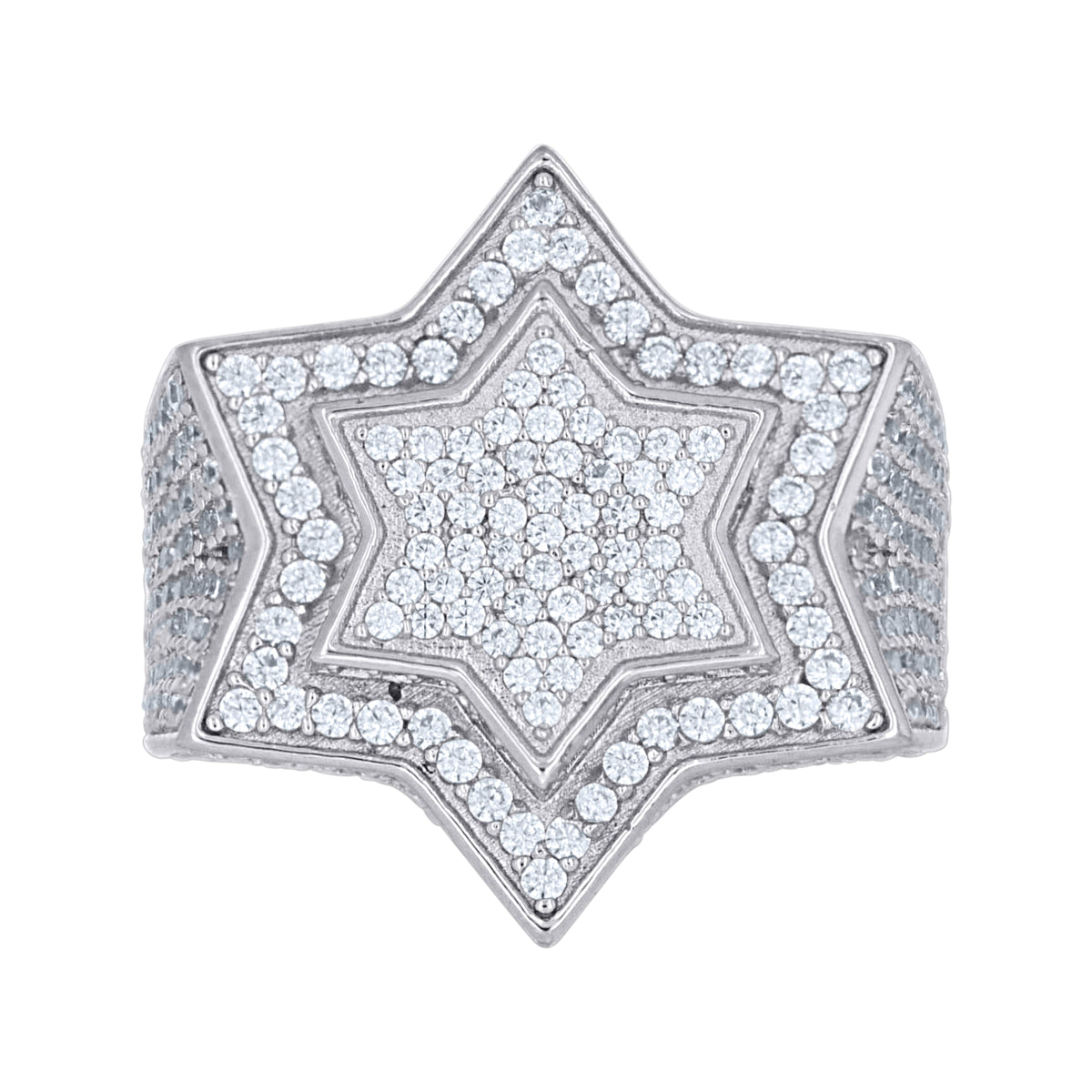 925 Sterling Silver Mens Cubic-Zirconia Star Fashion Ring Size 11