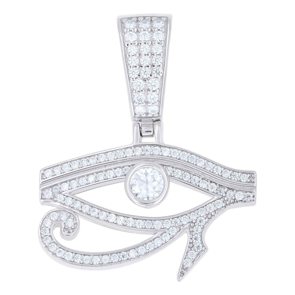 925 Sterling Silver Unisex Cubic-Zirconia Eye Of Horus Good Luck Pendant