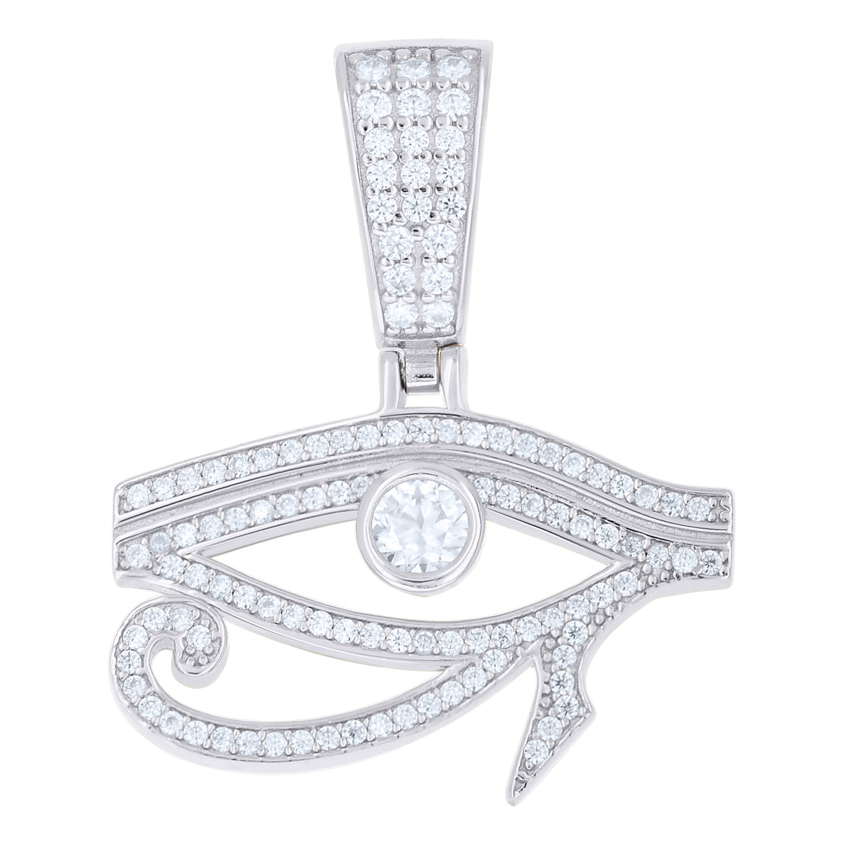 925 Sterling Silver Unisex Cubic-Zirconia Eye Of Horus Good Luck Pendant