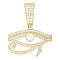 925 Sterling Silver Yellow-Tone Unisex Cubic-Zirconia Eye Of Horus Good Luck Pendant