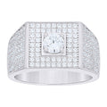 925 Sterling Silver Mens Cubic-Zirconia Square Head Fashion Ring