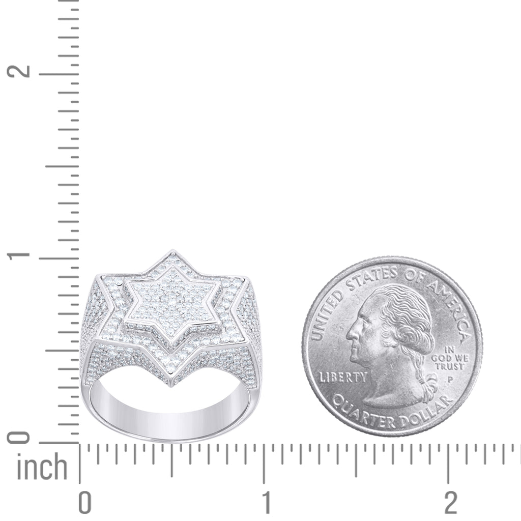 925 Sterling Silver Mens  3.38ct Moissanite Star Fashion Ring Size 9