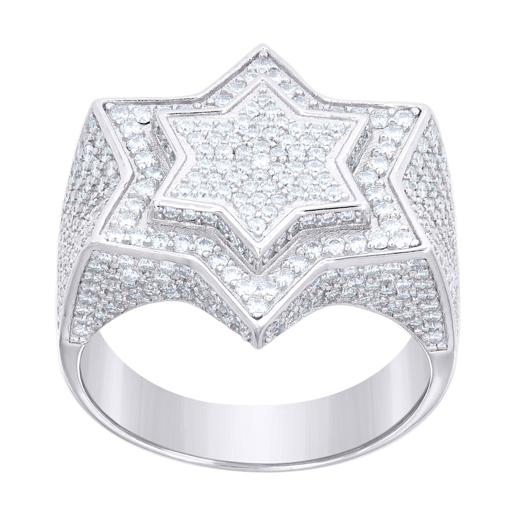 925 Sterling Silver Mens  3.38ct Moissanite Star Fashion Ring Size 9