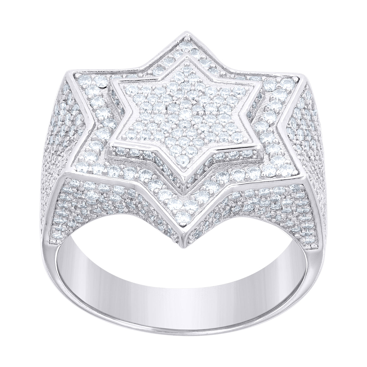 925 Sterling Silver Mens  3.38ct Moissanite Star Fashion Ring Size 9