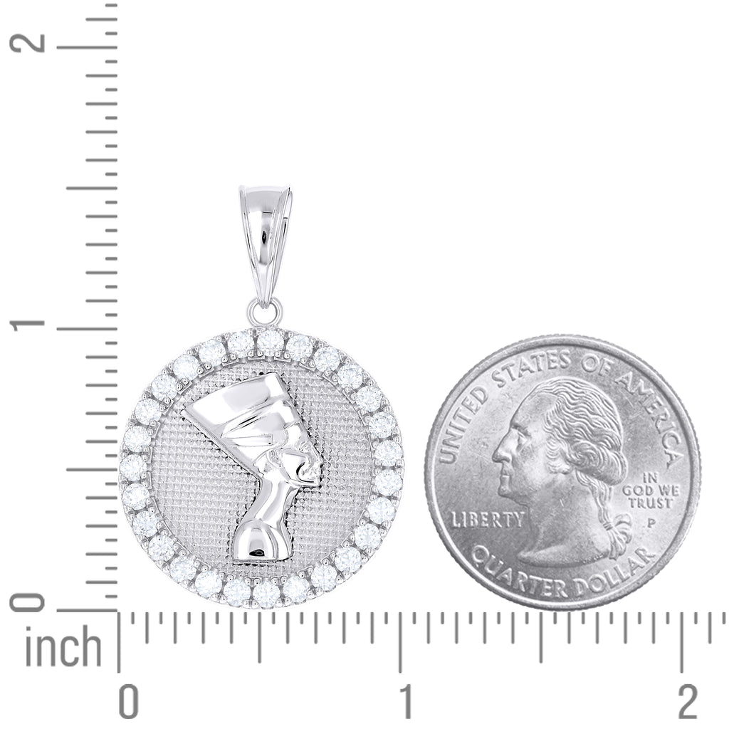 925 Sterling Silver Mens 2.30ct Moissanite Nefertiti Egyptian Charm Pendant
