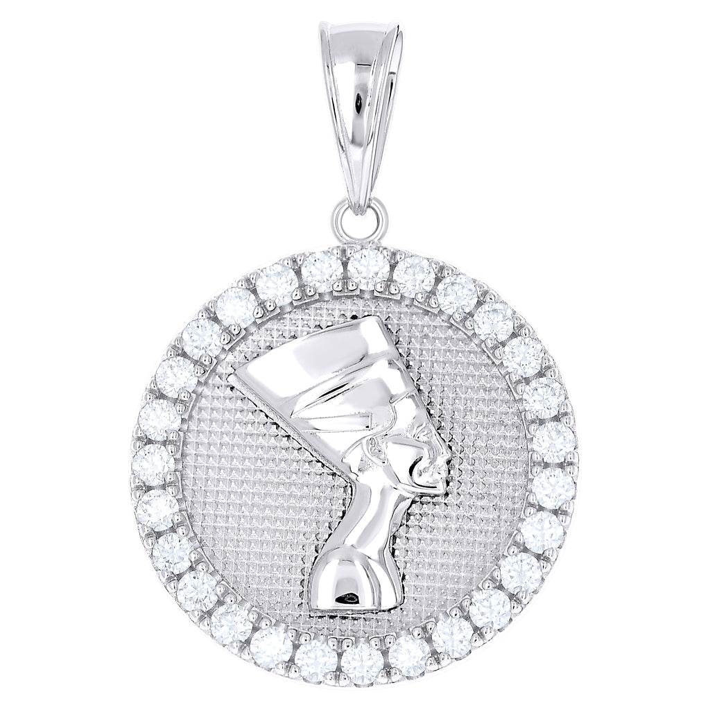 925 Sterling Silver Mens 2.30ct Moissanite Nefertiti Egyptian Charm Pendant