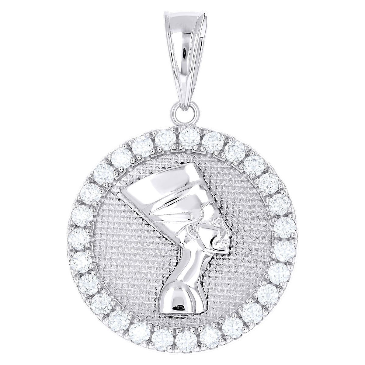 925 Sterling Silver Mens 2.30ct Moissanite Nefertiti Egyptian Charm Pendant