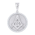 925 Sterling Silver Mens 1.0ct Moissanite Masonic Symbol Charm Pendant