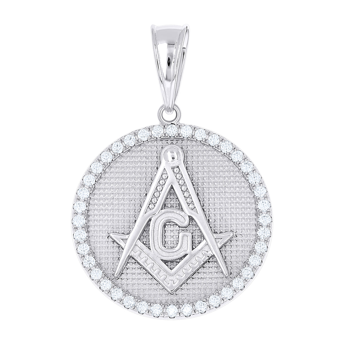 925 Sterling Silver Mens 1.0ct Moissanite Masonic Symbol Charm Pendant
