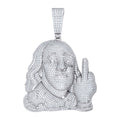 925 Sterling Silver Mens 11.41ct Moissanite Benjamin Franklin Fashion Charm Pendant