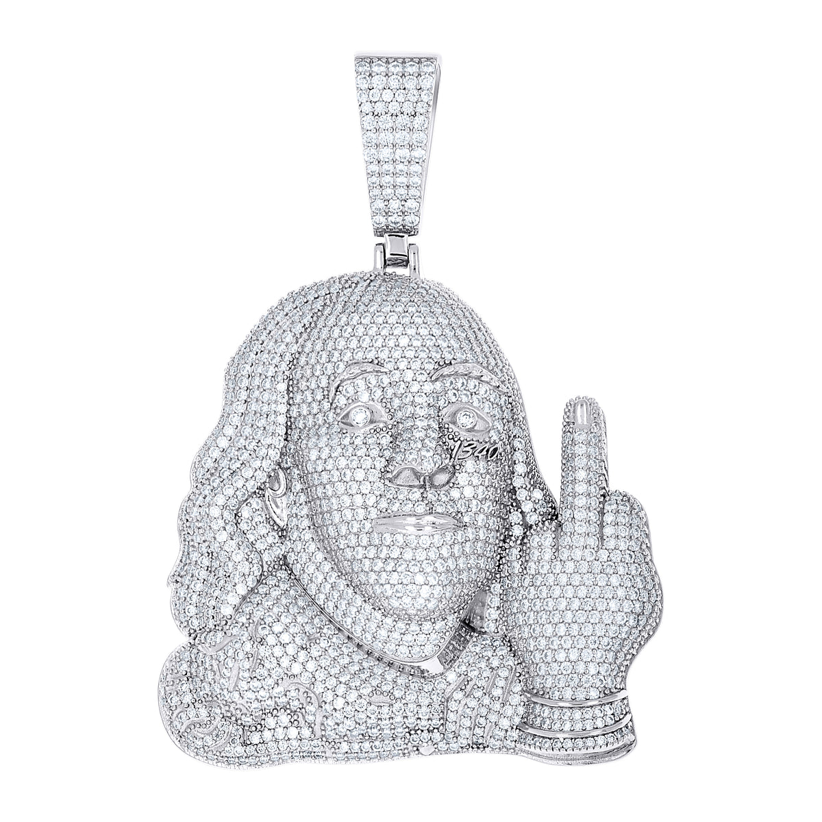 925 Sterling Silver Mens 11.41ct Moissanite Benjamin Franklin Fashion Charm Pendant