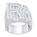 925 Sterling Silver Mens Round Baguette  4.70ct Moissanite Double R Fashion Ring Size 10