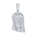 925 Sterling Silver Mens Baguette/Pear/Princess-cut Round 10.78ct Moissanite Jesus Religious Charm Pendant