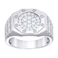 925 Sterling Silver Mens Round Baguette  0.95ct Moissanite Octagon Head Fashion Ring Size 9