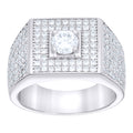 925 Sterling Silver Mens  1.74ct Moissanite Square Head Fashion Ring Size 9