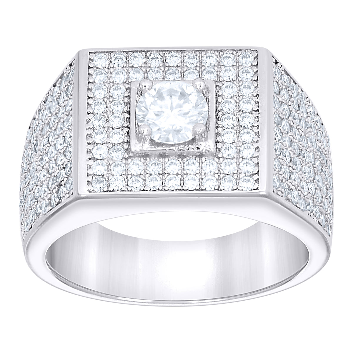 925 Sterling Silver Mens  1.74ct Moissanite Square Head Fashion Ring Size 9
