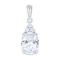 925 Sterling Silver Womens Oval Round Cubic-Zirconia Oval Fashion Pendant