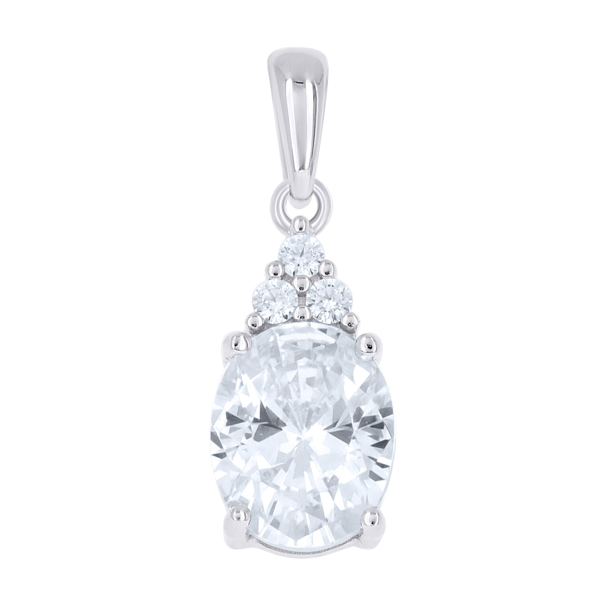 925 Sterling Silver Womens Oval Round Cubic-Zirconia Oval Fashion Pendant