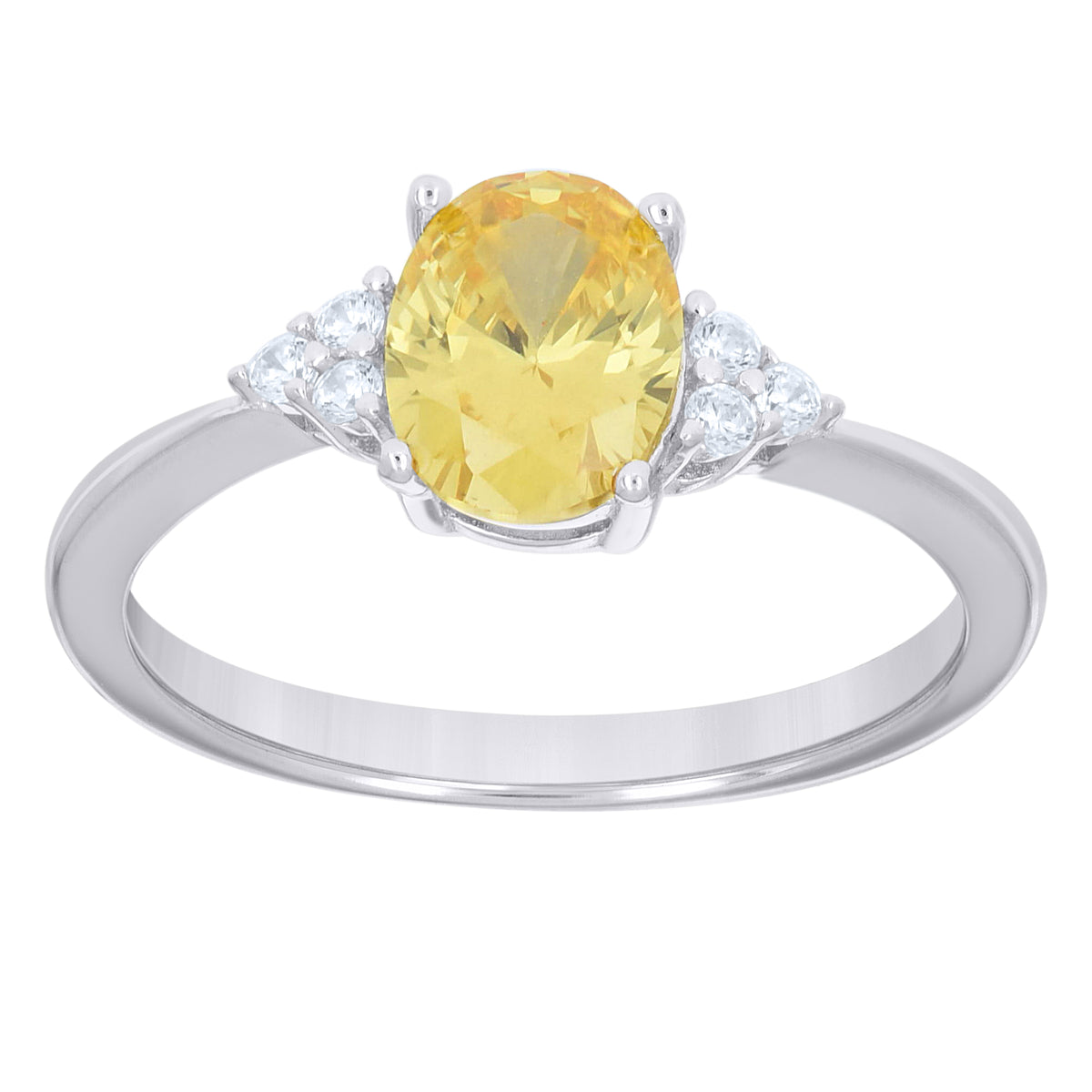 925 Sterling Silver Womens Yellow White Oval Round Cubic-Zirconia Oval Fashion Ring Size 7