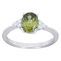 925 Sterling Silver Womens Green White Oval Round Cubic-Zirconia Oval Fashion Ring Size 7