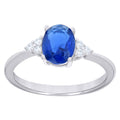925 Sterling Silver Womens Blue White Oval Round Cubic-Zirconia Oval Fashion Ring