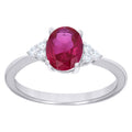 925 Sterling Silver Womens Round Oval White Red Cubic-Zirconia Fashion Ring