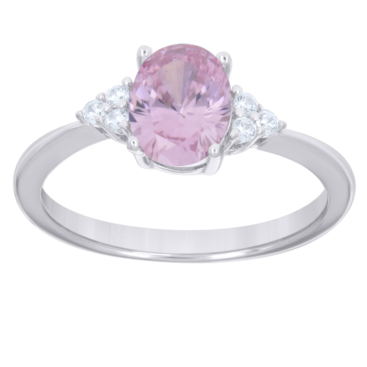 925 Sterling Silver Womens Round Oval White Pink Cubic-Zirconia Fashion Ring Size 7
