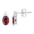 925 Sterling Silver Womens Red White Oval Round Cubic-Zirconia Oval Fashion Stud Earrings