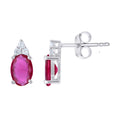 925 Sterling Silver Womens Oval Round Red White Cubic-Zirconia Stud Earrings