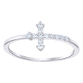 925 Sterling Silver Womens Cubic-Zirconia Cross Religious Ring
